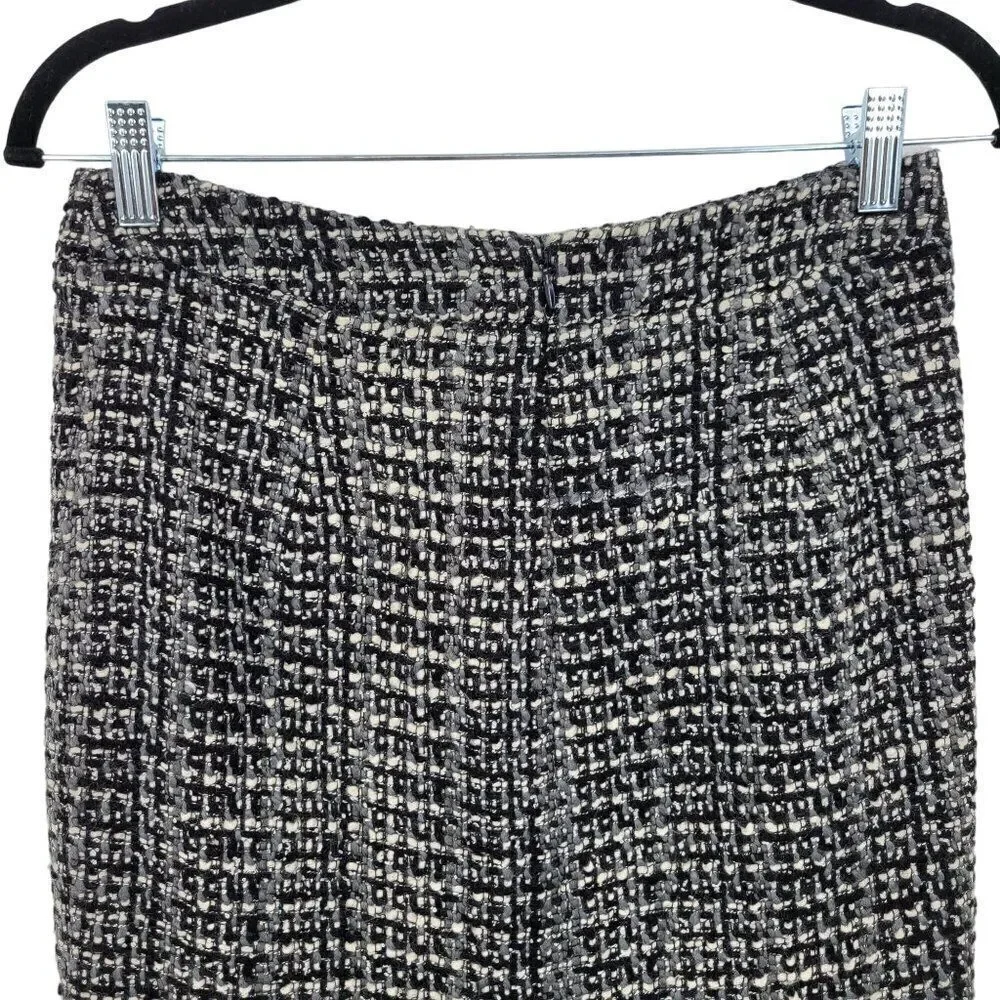 J. Crew Wool Tweed The Pencil Skirt‎ 0 Gray Black Twee Plaid Academia Career